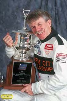 “Dynamite” with the 1996 NASCAR
Busch North Series Championship trophy